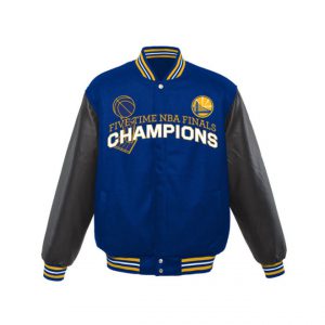 JH Design Golden State Warriors Royal 2017 NBA  Faux Leather Jacket