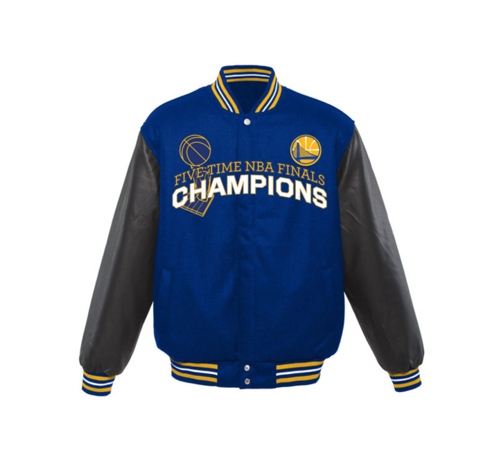 JH Design Golden State Warriors Royal 2017 NBA Faux Leather Jacket